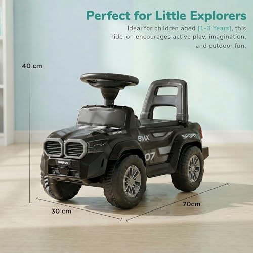 Image of Baybee Nitro Ride on Cars for Kids | Baby Push Ride ons Toys Car with Music & LED Light | Portable Ride on Jeep with High Backrest & Toy Storage | Outdoor Kids Cars for 1 to 3 Years Boy Girl (Black)