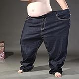 Focisa Jeans Herren Hose Jeanshose Plus Size Jeans Herren 9XL 10Xl 11Xl 12Xl Hose Hose Oversize 70 Jeans Elastizität Gerade Baumwollhose Große Größe Jeans Schwarz 12Xl-170-190Kg S