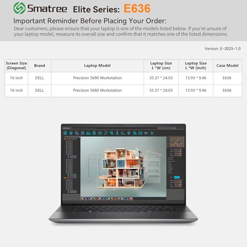Image of Smatree Laptop Sleeve for 16 inch DELL Precision 5690 /5680 Workstation | Protective Case with Accessory Pocket,Patented Super-Corner Design(E636)