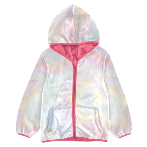 GuoChe Cute Pastel Gold Marble Toddler Fleece Jacket With Hood