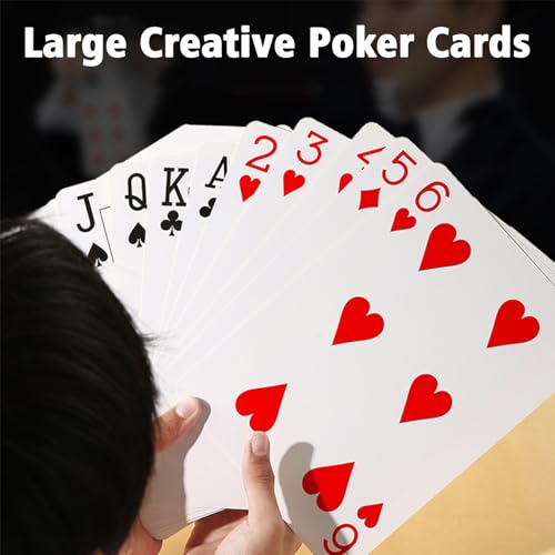 Übergroßes Poker Deck,52 Stück Jumbo Pokerkarten,mit 5 Würfel für Familie, Party, Pokerkarten, Spiele Karten(17.5x12.5cm) – Bild 6