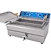 Produktbild Großraumfritteuse mit Ölablassventil Und Ölrücklaufschale, Ölsparende und Effiziente Friteuse, Edelstahl, Leicht zu Reinigen, Leistung 4800W / 6000W (Size : 30 Litre with Oil Valve+Return Tray)