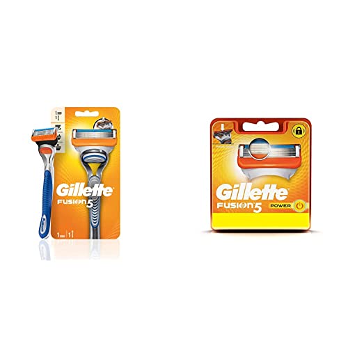 Image of Gillette Fusion Manual Razor, 1 Pc & Power Shaving Razor Blades - 8 Pieces (Save Rs. 597)