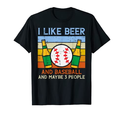 I Like Beer Baseball 3 People Funny Sport Drinking Men Women T-Shirt