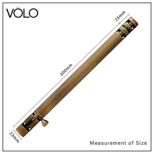 Image of VOLO Aluminium Tower Bolt with Stainless Steel Rod - Heavy Duty Door & Window Latch for Home and Office | Main Door Tower Bolt | Kundi /Chitakini | Pack of 2 Pieces (Antique Brass, 12 Inch)