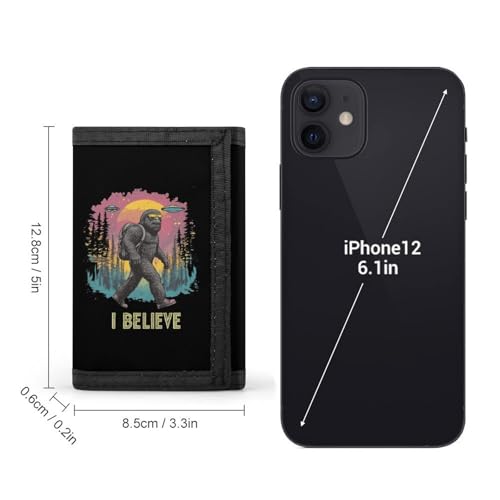 Believe Bigfoot Sasquatch Trifold Wallet Slim Wallets Zip Coin Pocket with Credit Card Pockets for Men Women2