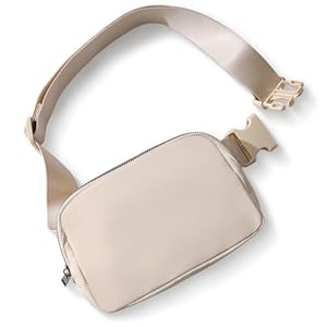 Belt Bag Fanny Pack Crossbody Bags for Women Men, Everywhere, Water Resistant Waist Packs, Beige