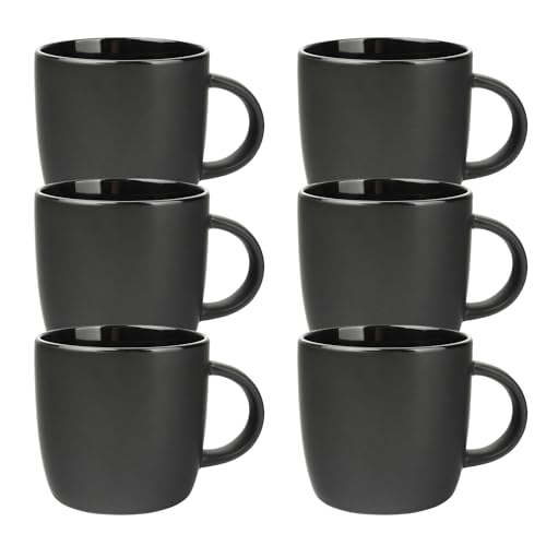 Schramm® Kaffeetassen Set schwarz aus Porzellan wählbar 6 oder 12 Stück 250 ml Kaffeebecherset Kaffeebecher Keramik Tasse mit Henkel 6er oder 12er Set, Anzahl:6 Stück