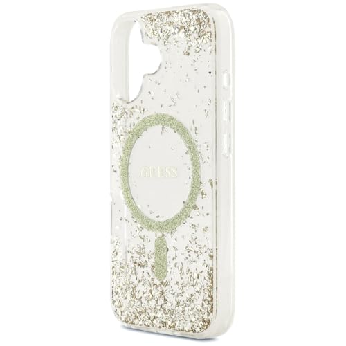 Coque Guess pailletée compatible MagSafe iPhone 17 dorée en résine - 6