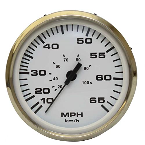 Faria Boat Speedometer Gauge SEK073A | Euro Stainless White 4 3/8 Inch