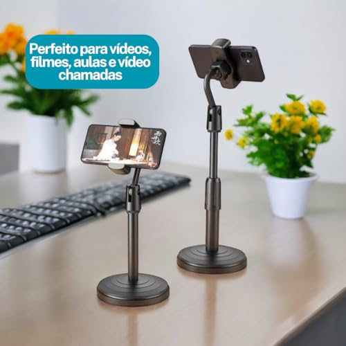 Suporte Celular De Mesa Altura Ajustável Articulado 360° Graus