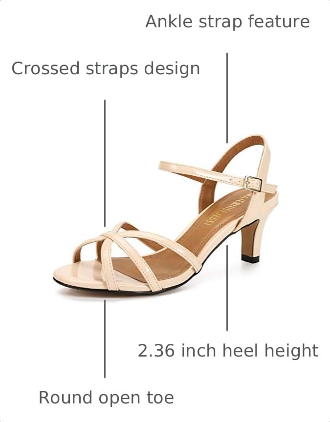 Image of MAIERNISI JESSI Unisex Men's Women's Strappy Sandals, Kitten Heel, Slingback, Open Toe, Dress Shoes