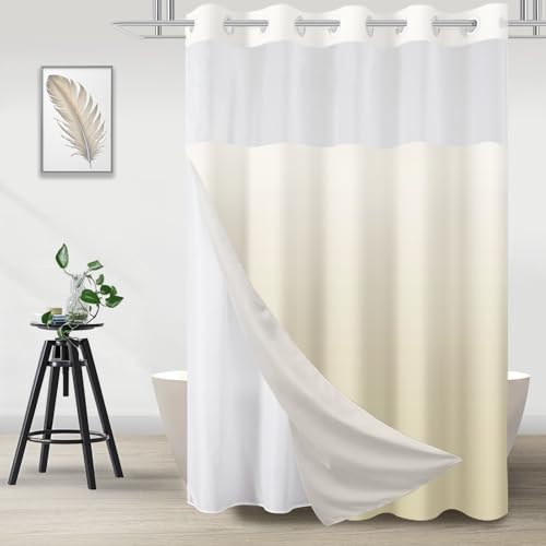 TWLSNCD No Hook Shower Curtain with Snap in Liner, Ombre