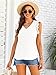Valphsio Womens Casual V Neck Blouse Dolphin Hem Tops Frilled Ruffles Solid Sleeveless Tank Tops White