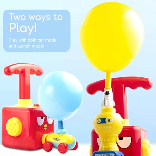 Image of PLUSPOINT Balloon Powered Cars Balloon Launcher Toy Set, Creative Inflatable Balloon Pump Racing Car Intelligence Education Preschool Children's Toys. (Balloon Launcher) (Multicolour)