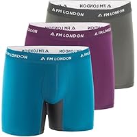 FM London 3er-Pack Bambus-Boxershorts für Herren mit Reibungsschutz – Weiche Unterhosen für Männer mit Langem Bein und Vorgeformtem Schritt – Feuchtigkeitsableitend, Etikettenlos und Atmungsaktiv