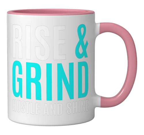 Taza de cerámica gráfica Turquesa Rosa/Blanca 11 oz miniatura 2
