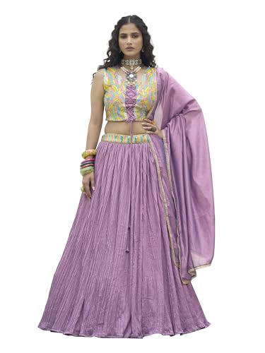 Image of PURVAJA Women's Silk Semi-Stitched Lehenga choli