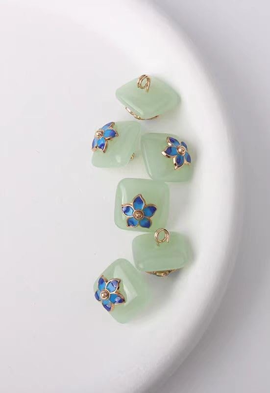 Cappotto quadrato in finta giada di vetro, nuovi bottoni cinesi, i bottoni a doppia curvatura non sono facili da eliminare, multicolore, scegli la confezione da 12MM10.
