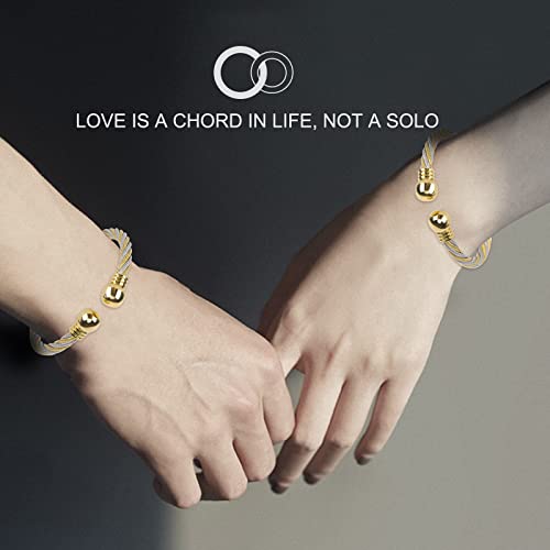 Tiyad Stainless Steel Golden Silver Twisted Cable Bracelet Adjustable Cuff Bangle Bracelets For Women4