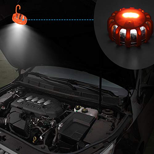 Vancle LED Road Flares Flashing Warning Light Roadside Flare Emergency Disc Beacon Kit, Magnetic Base with Hook for Car or Boat (Batteries Not Included) (set of 3) - Thumbnail 7