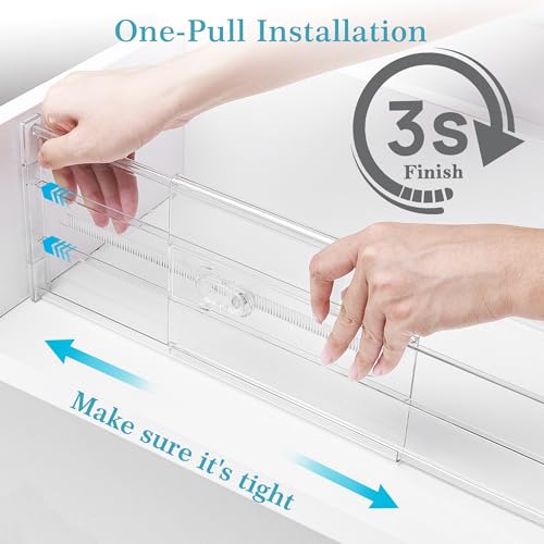 Image of Vtopmart 8 Pack 6 inch Tall Upgrade Drawer Dividers for Big and Deep Drawer, 12.8 inch-22.3 inch Adjustable Expandable Dresser Drawer Organizer, Clear Plastic Separators for Dresser, Baby Supplies, Kitchenware