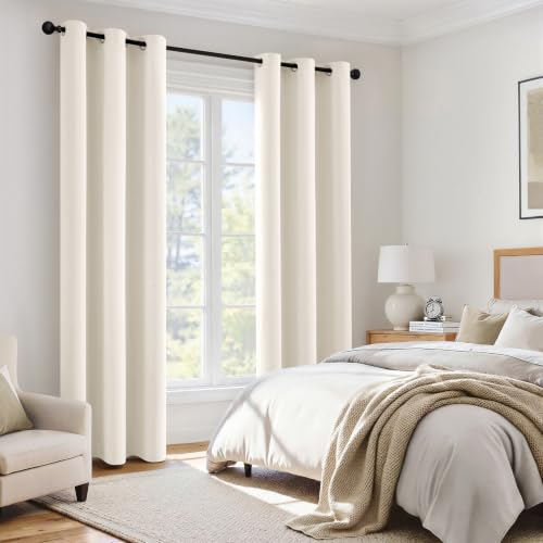 Image of MIULEE Birch 100% Blackout Curtains for Bedroom 40x84 Inch 2 Panels Set | 2 Thick Layers Thermal Insulated Window Curtains with Black Liner, Noise Reducing Grommet, Drapes for Living Room