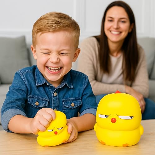 Stressball, Anti Stressball für Erwachsene und Kinder, Super Groß Anti-Stress-Ball-Spielzeug, Kleines Gelbes Huhn Fidget Spielzeug, Ideal für Büro, Schule und Rehabilitation