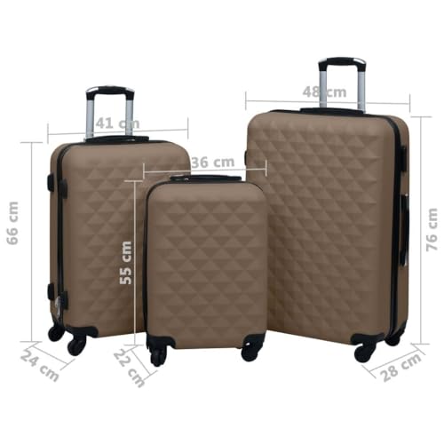 Durable Lightweight ABS Hardcase Trolley Set - 3-Piece Stylish Luggage for All Travel Needs, Brown2