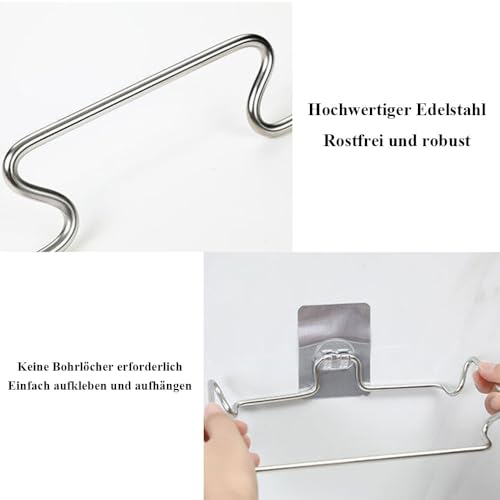 Junvaia Wandmontiert Müllsackhalter für Müllbeutel und Tüten, Müllsackständer mit Klebefolie aus Edelstahl, Müllsackhalter für Schranktüren und Schränke, Plastiktütenhalter unter der Spüle