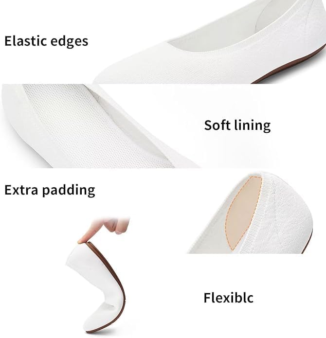 Puxowe Women’s Ballet Flat Shoes Round Toe Knit Slip On Ballerina Walking Flats Dress Shoes for Women - Image 4