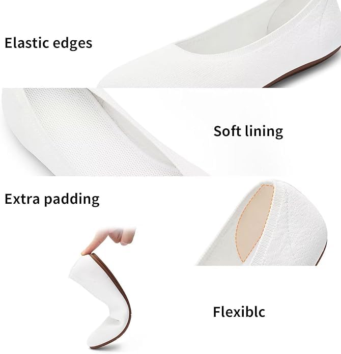 Image of Puxowe Women's Ballet Flats Breathable Knit Slip On Comfortable Round Toe Walking Shoes with Arch Support Insole for Work