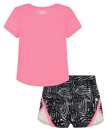 Image of Under Armour Girl's 2-piece Short Sleeve Tee and Shorts Set, Lightweight and Comfortable