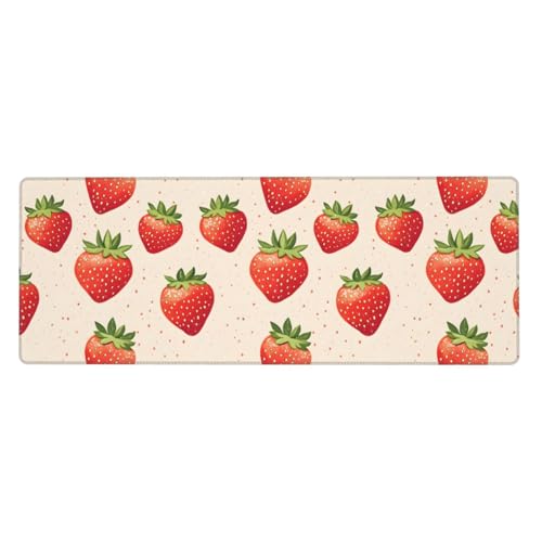 Tapis de souris de jeu 30,5 x 80,9 cm imprimé fraises avec base caoutchouc
