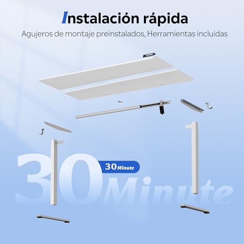 Miniatura 9 de Devaise Escritorio Elevable Eléctrico,Mesa Regulable Rltura 120 X 60cm Con 3 Memorias,Mesa De Oficina Con Panel Inteligente En Casa Con Tablero Ensamblado, Blanco