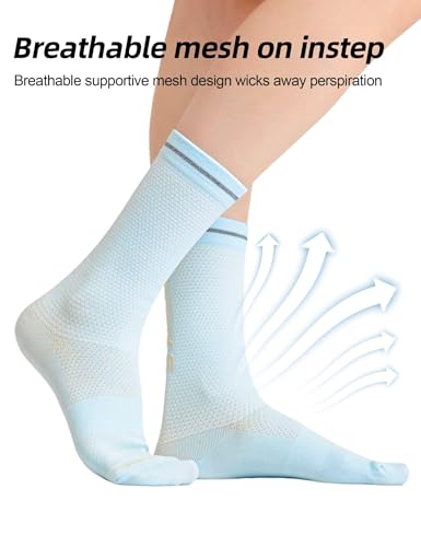 Image of INBIKE 3 Pairs Cycling Socks Women Breathable Athletic Bike Socks for Running Mountain Biking Riding
