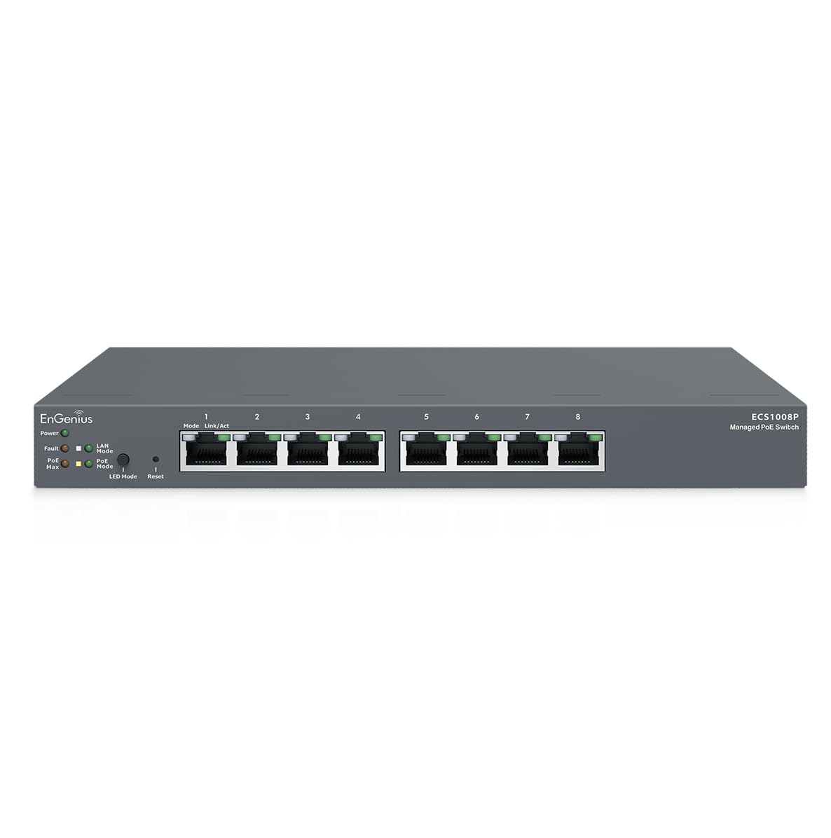 EnGenius ECS1008P Cloud Managed Gigabit 55W 8-Port PoE Switch