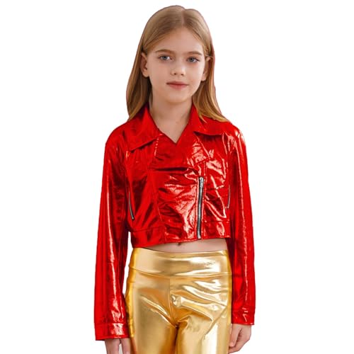 JEYPINMI Big Boys Girls Sparkle Bomber Jacket Metallic Zipper Coat Hip-Hop Jazz Dance Tops Outwear2