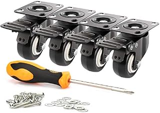 2" Swivel Caster Wheels with Safety Dual Locking and Polyurethane Foam No Noise