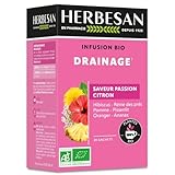 HERBESAN®- INFUSION DRAINANTE BIO - Saveur Passion Citron - Sans plastique- 100% plantes ...