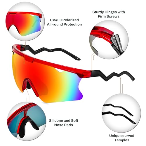 Image of FEISEDY Sunglasses for Men and Women, Polarized Large Retro Rimless Glasses TR90 Frame for Baseball, Cycling, Sports B4073