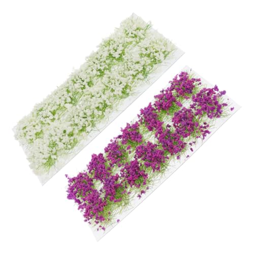 EXAOMBLE 2箱 砂場や建築模型にな用フェイクグラス クラスター 箱 白 紫 各入り 微景観道ジオラマ装飾用リアル人工草タフト