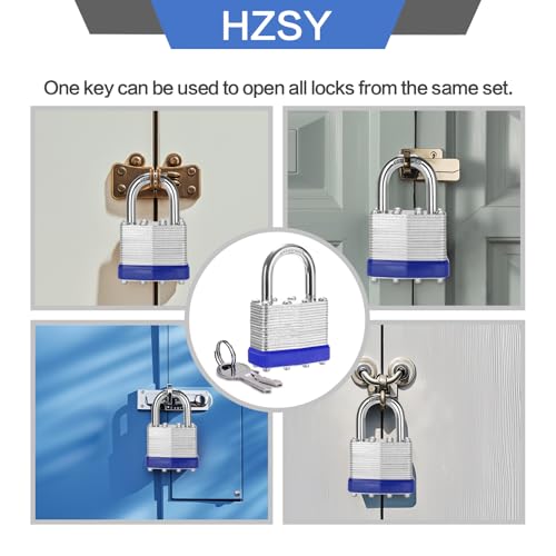 Image of Padlocks Keyed Alike, Pack of 24, Laminated Steel Keyed Lock (1-9 /16 inch, 40mm), Padlocks with Same Key, Normal Sized Hardened Shackle, for Toolbox, Locker & Storage Unit, and More