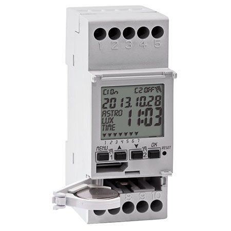 Preisvergleich Produktbild Sesam-Systems 3in1 Hutschienen-Zeitschaltuhr mit Astro-, Dämmerungs- und Zeitschaltung