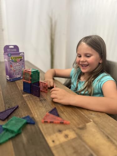 Image of CreateOn Crayola Mini Magnetic PIP-Tiles, Building Set for Kids, Magnetic Building Toys for Kids, STEM Travel Toys for Boys and Girls Ages 3+, 24-Piece Set (Glitter)