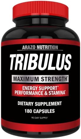 Arazo Nutrition Tribulus Terrestris 1500mg Extract Powder - Energy Booster with Estrogen Blocker 180 Capsules