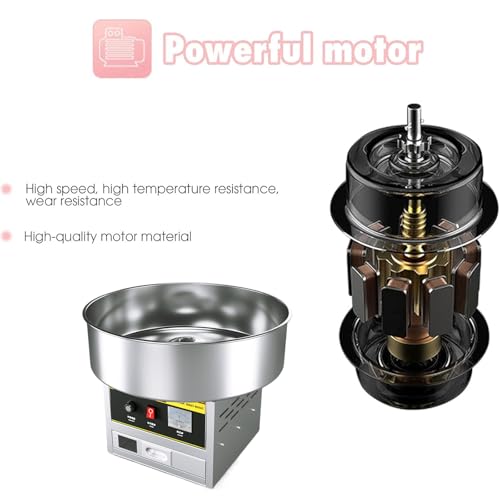 Cotton Candy Machine Commercial, 1200W Electric Cotton Candy Machine, Cotton Candy Maker z miską ze stali nierdzewnej, Sugar Scoop, szuflada na urodziny