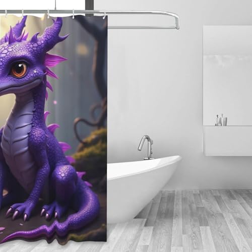 Rideau de douche dragon violet 152x183 cm en tissu épais lavable pour salle de bain - 6
