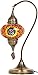 Turkish Moroccan Tiffany Style Handmade Colorful Mosaic Table Desk Bedside Night Swan Neck Lamp Light Lampshade, Multicolor, 19