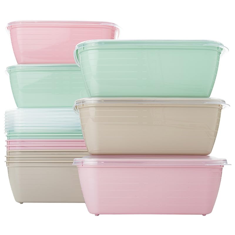 QILZO Pack de 12 recipientes de Plástico 1,2L Fiambreras para Comida Recipientes para Comida Sin BPA Fiambreras Apto para Microondas, Lavavajillas, Congelador, Recipiente con Tapa